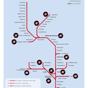 NATIONAL ALBUM DAY PARTNERS WITH LNER TO CREATE ROUTE MAP CELEBRATING ICONIC ALBUMS FROM GREAT BRITISH GROUPS 